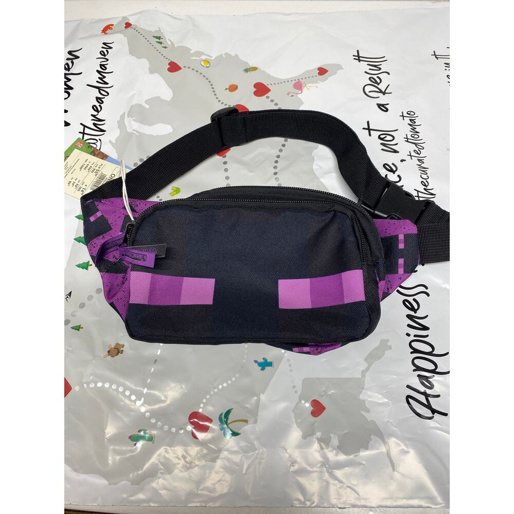 Brand New Minecraft Black Purple Fanny Pack Waist Bag Kids
